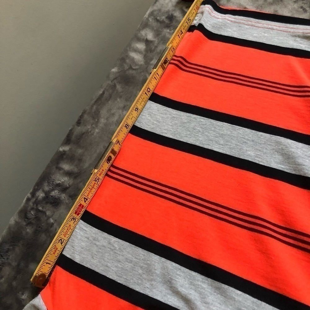 𝅺BOYS Hurley Orange gray and black striped collared short sleeve shirt lg 12-13 - Picture 4 of 8
